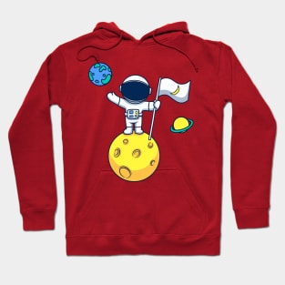 Astronaut Holding Crescent Moon Flag Hoodie